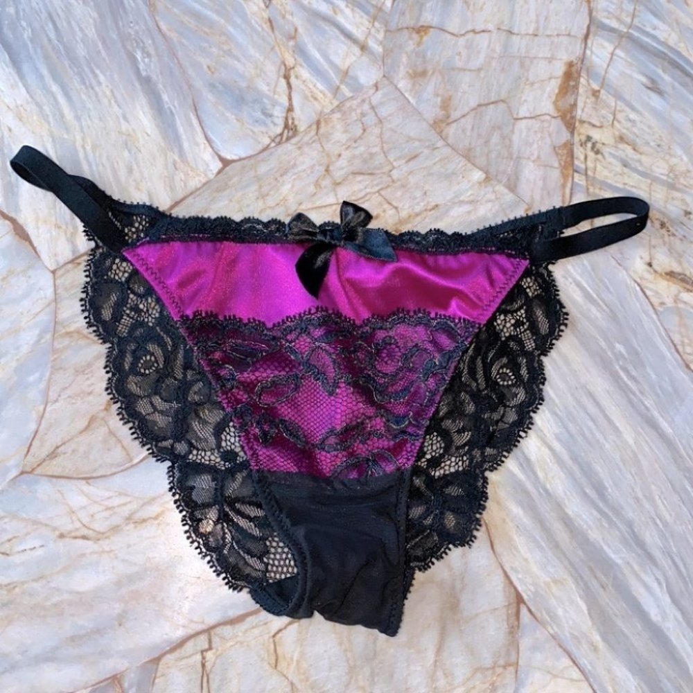 Rare Black/Purple Seduction Very Sexy Cheeky Bikini Large Panty